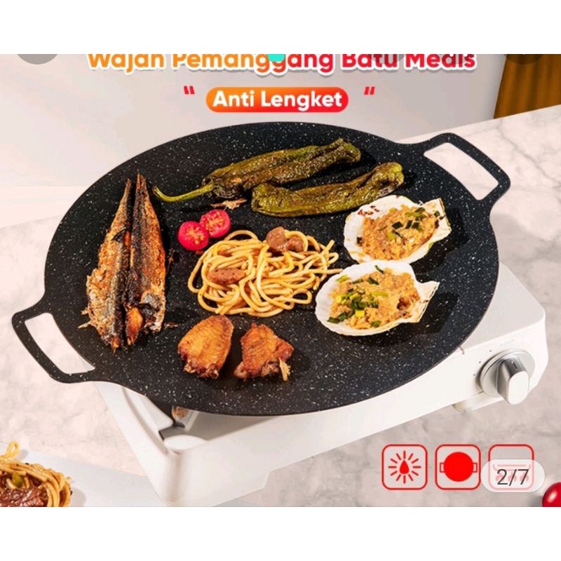 wajan konduksi grill pan bbq korea anti lengket 34 cm