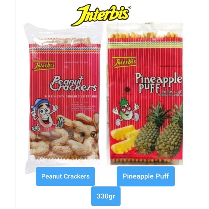 

INTERBIS Biskuit Peanut Crackers Selai Kacang / Pineapple Puff Selai Nanas 330gr