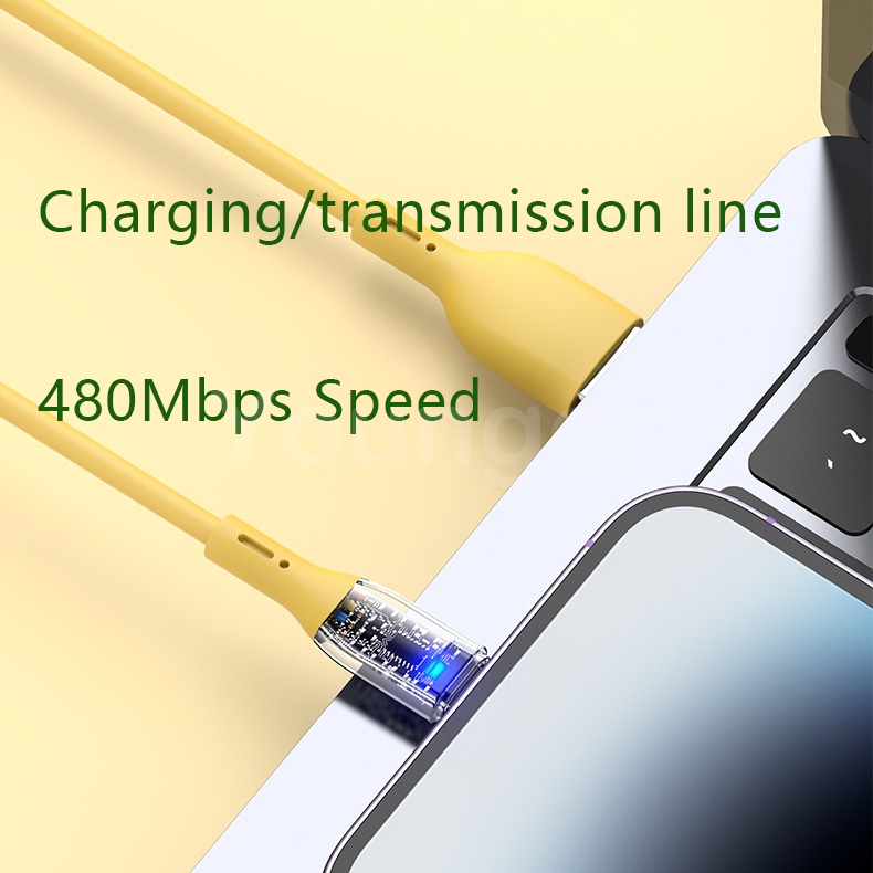 Kabel Data / Charger 66W Fast Charging 6A Transparan Dengan Lampu Untuk Iphone