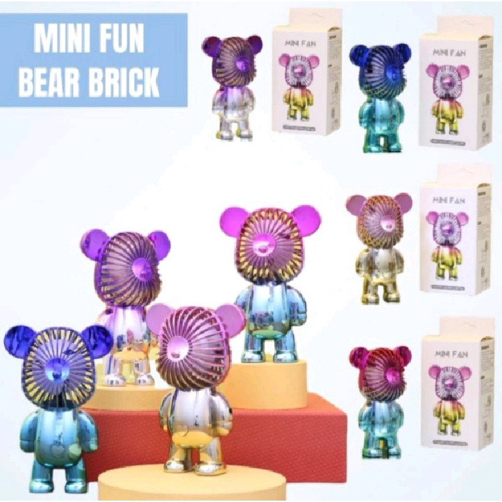 Kipas Angin Gradasi Bear Viral Mini Portable USB Charge Kipas Angin Genggam Rechargeable Fan 3-Speed