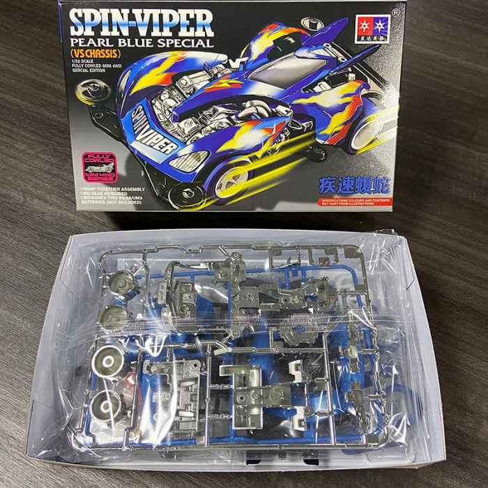 Mini 4wd Merk Daxing Spin Viper Pearl Blue VS Chassis