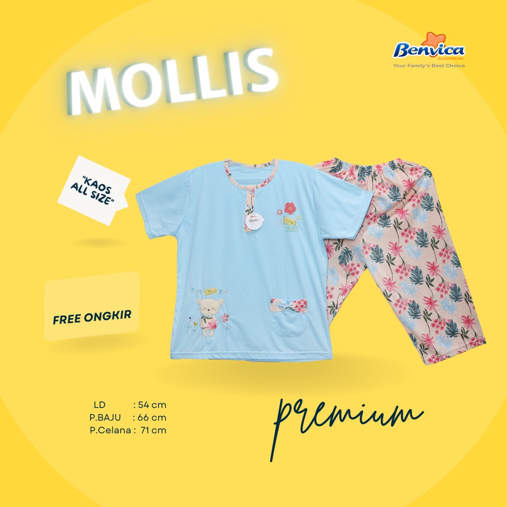 BAJU TIDUR SETELAN KAOS BAJU RUMAHAN DEWASA 3/4 MOLLIS AL BANYAK MOTIF