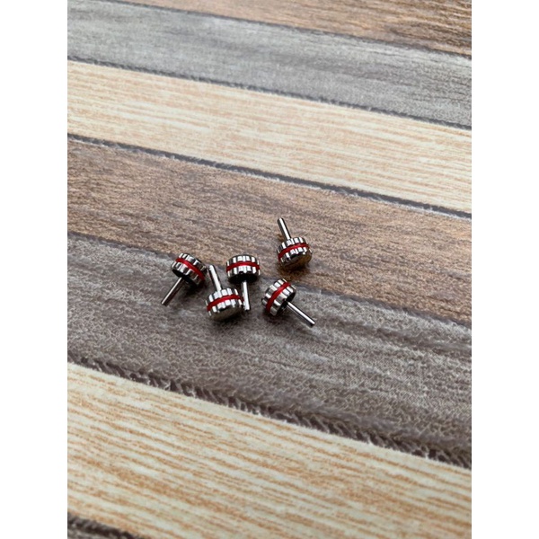 Crown knop Jam tangan Silver list Merah Size 6mm