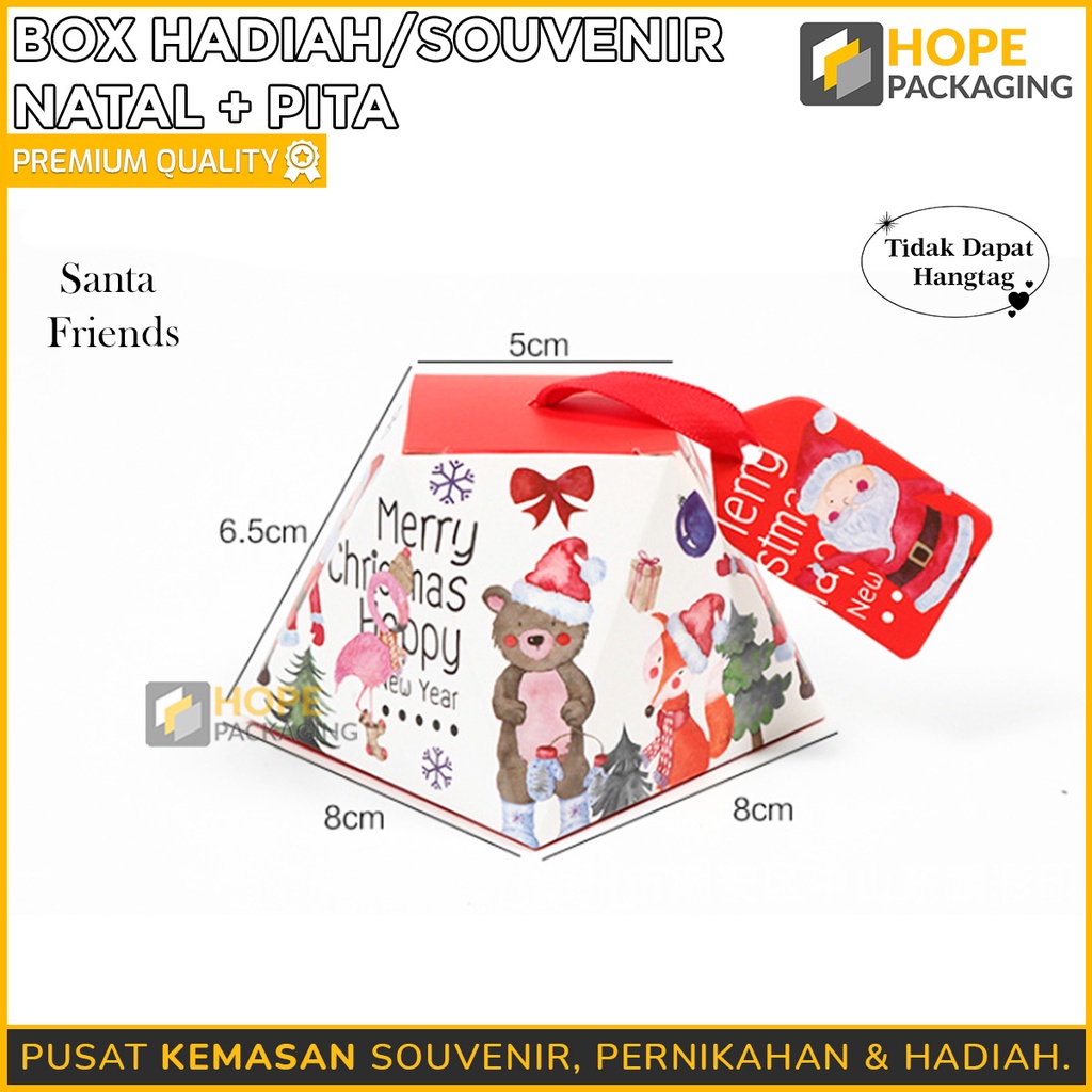 Box Hadiah / Souvenir natal Pita / bentuk piramid Karakter Santa / Rusa / Polar bear / christmas candy box