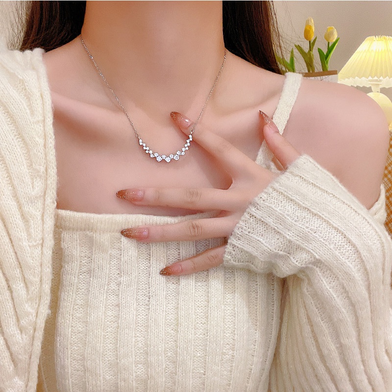 Kalung Rantai Berlian Imitasi Gaya Korea Untuk Wanita