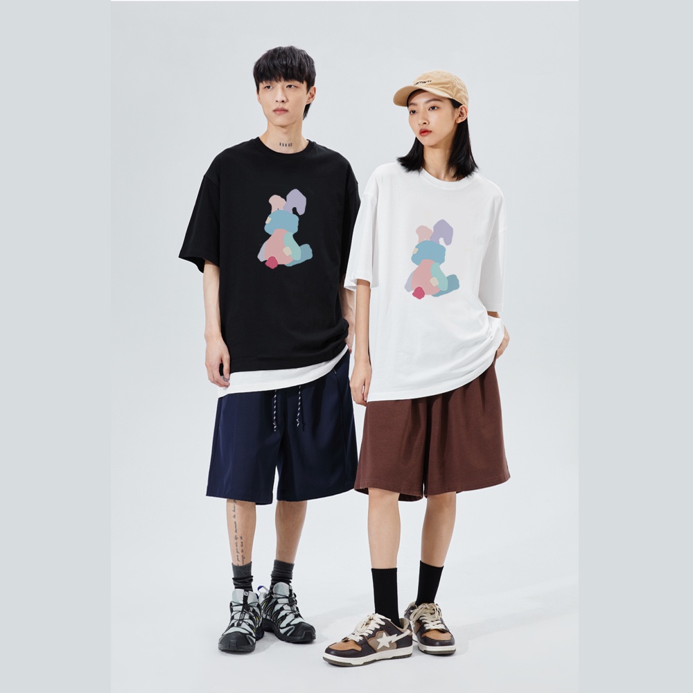 RDGF official shop atasan kaos wanita terbaru crewneck oversize pola cetak couple