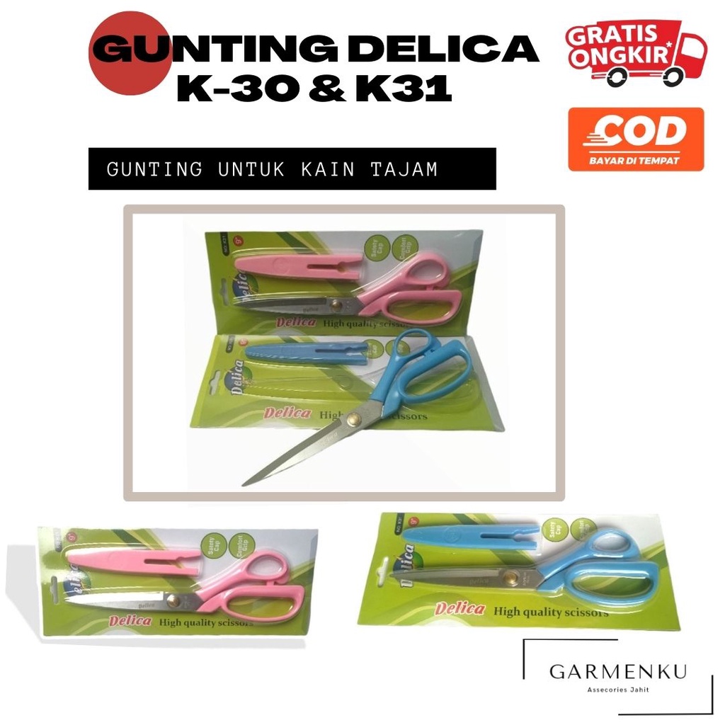 Delica Gunting Kain Ukuran 9 Inch K31 Alat Potong Bahan Kain Tajam Untuk Menjahit