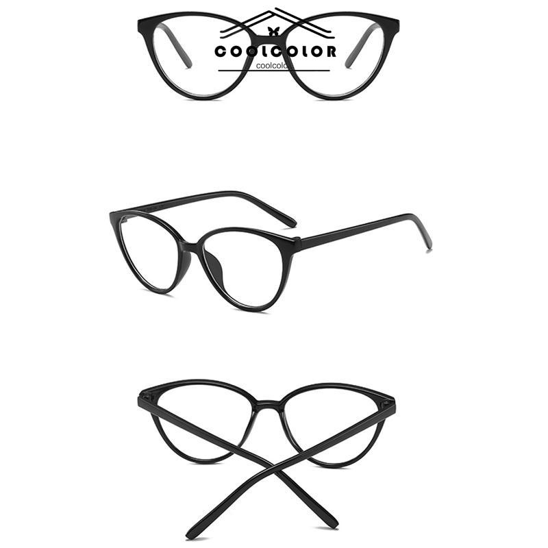 COD❤️kacamata Korea Wanita Kacamata Anti Radiasi Retro Wanita Fashion Cat Eye Eyeglasses Versatile Optical Glasses UV400 Bingkai- cl
