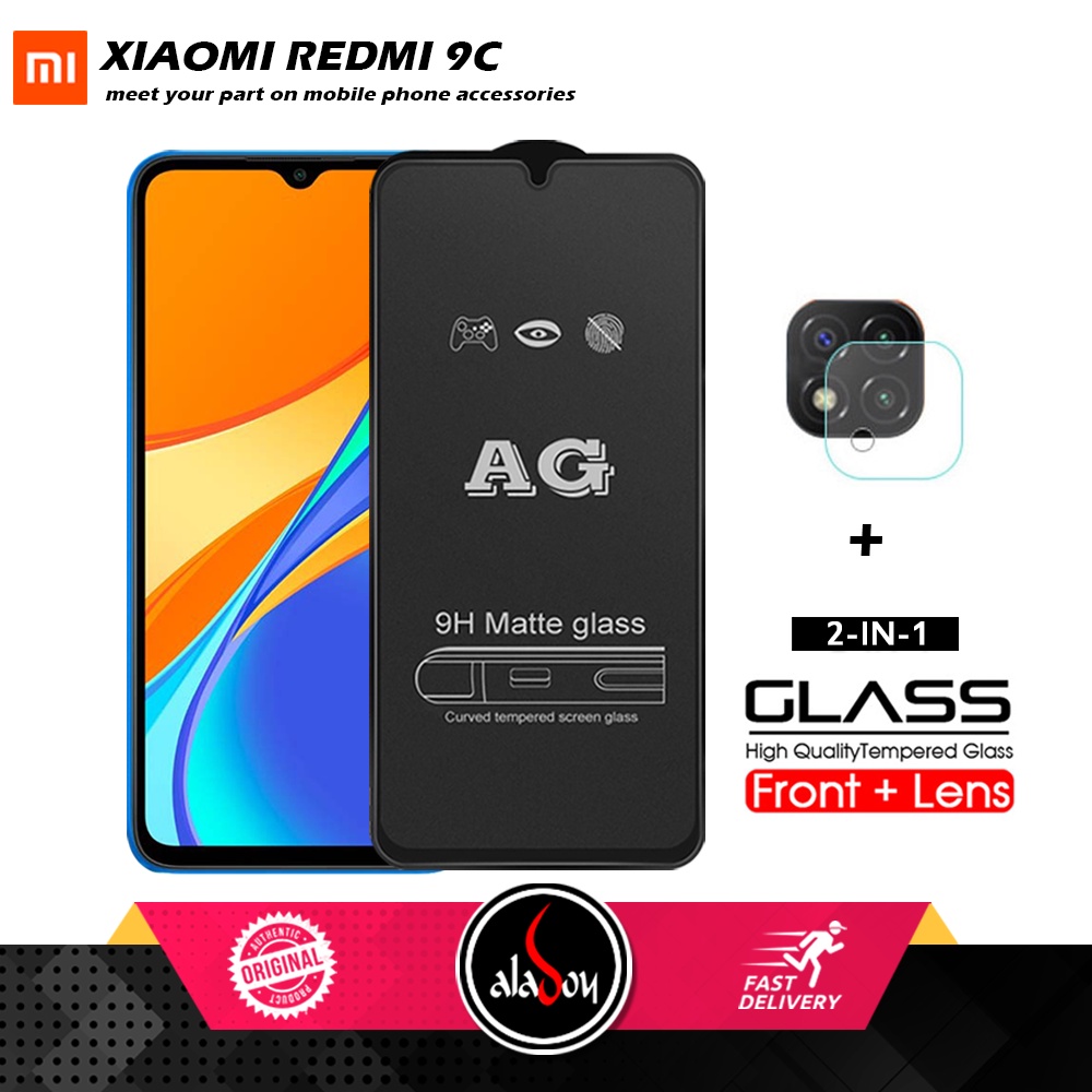 Xiaomi Redmi 9C PAKET 2IN1 Tempered Glass Matte Anti Glare Full Layar dan Tempered Glass Kamera