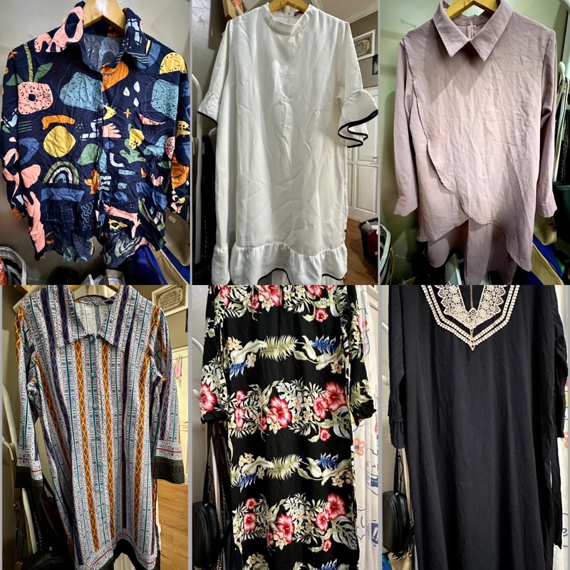 [PRELOVED] Kemeja atasan blouse  outer tunik dress daster abaya panjang jumbo bigsize oversize polos