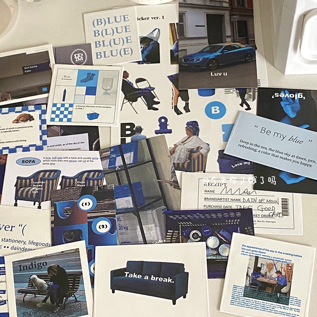 Stiker Kartu Karakter Warna Biru Untuk Dekorasi Case Hp