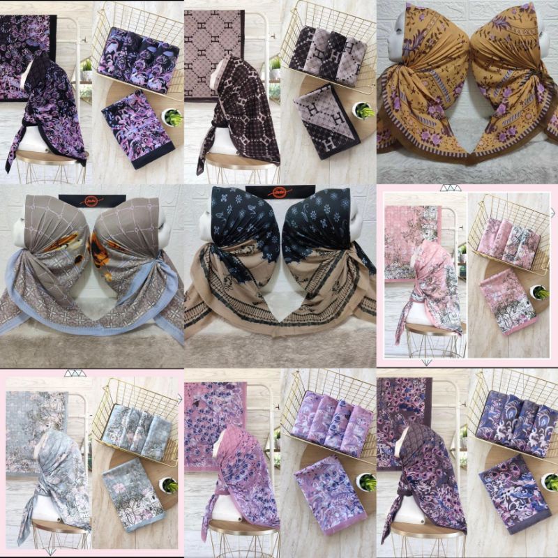 Jilbab Hijab Kerudung Segiempat S4 Voal Denay Denai Motif Bunga KW Premium Motif  Model Terbaru Mura