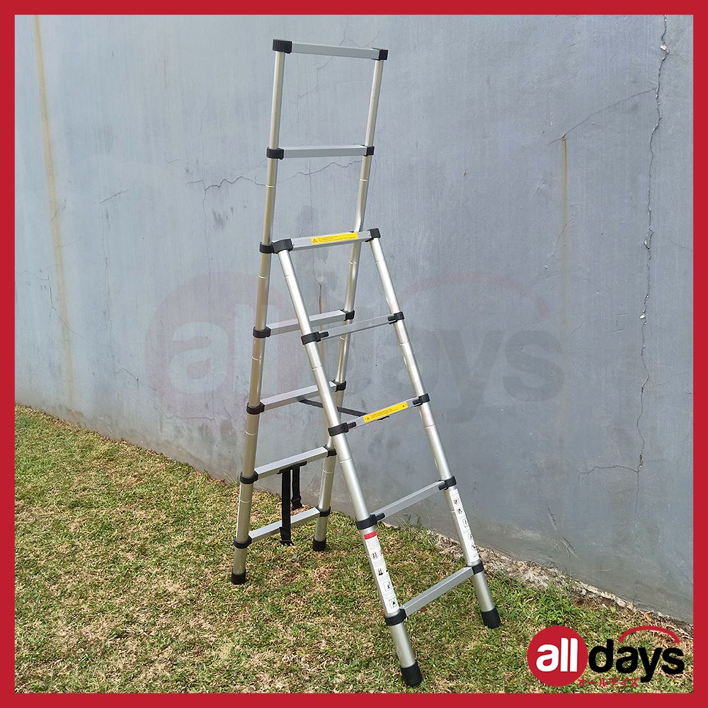 Alldays Tangga Lipat Teleskopik DOUBLE EXTRA 3,2 + 3,8 METER / Telescopic Alumunium Ladder Bahan Kuat, Praktis, Simple