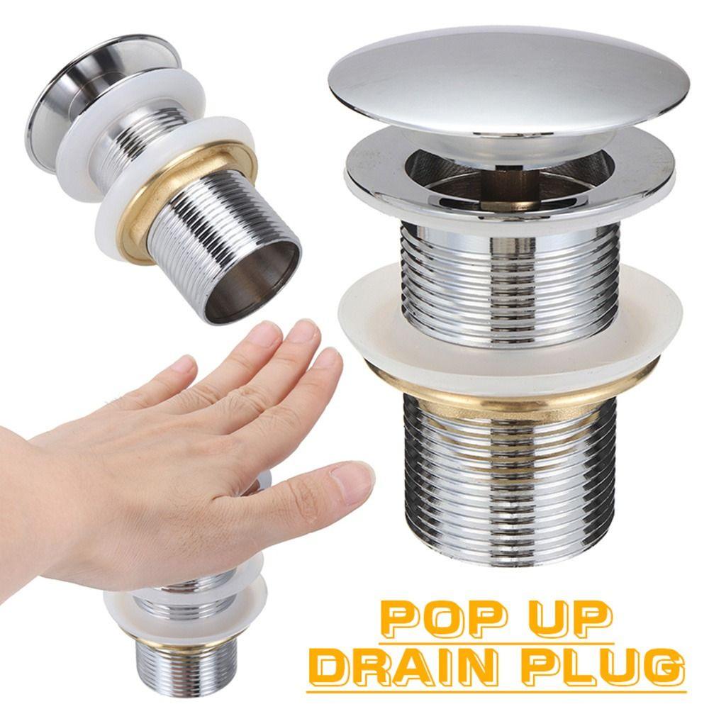 Populer Basin Sink Tap Tombol Pembuangan Limbah Push Pop Up Baskom Drain Device