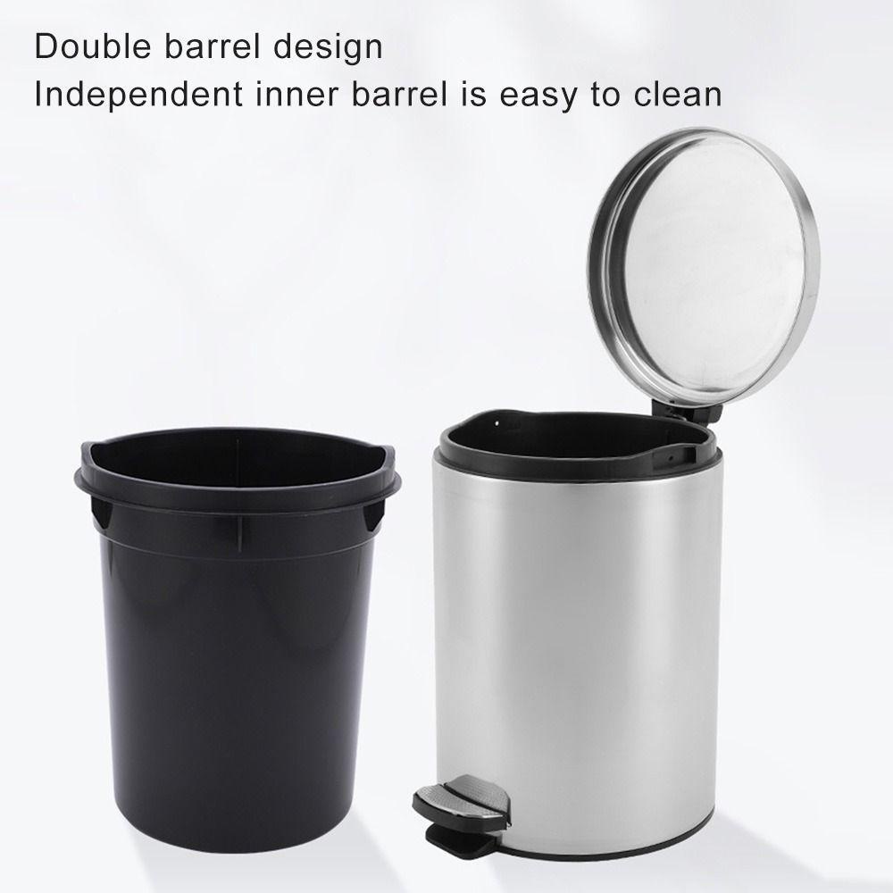 Solighter Rubbish Bin Plastic Inne Dapur Stainless Steel Double Layer Dengan Penutup Tempat Sampah