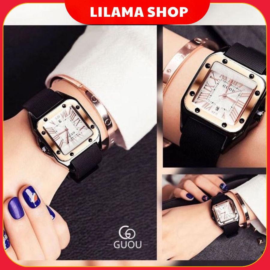 GUOU Jam Tangan Wanita Quartz Tali Silikon Fashion
