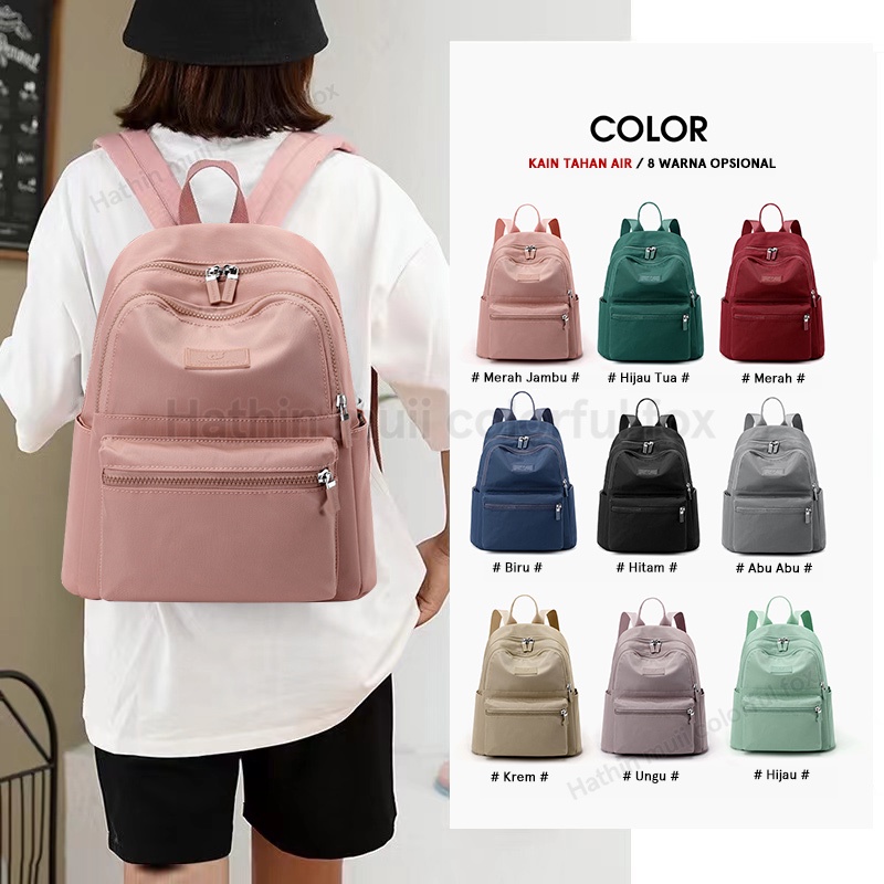 TasMolly Colorful Fox Tas Ransel Wanita 0483 Tas Gendong Tas Sekolah Backpack Fashion Nilon Anti Air Original