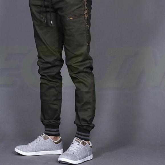 Celana joger pria | joger camo green| joger list army | jogger | urban - Hijau Army, M