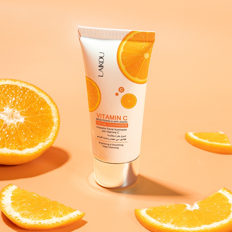 LAIKOU Vitamic C Cleanser Foam Facial Wash Membersihkan Pori-pori Mengurangi Kekusaman 40g