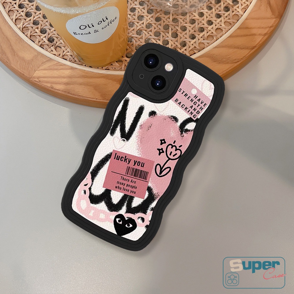 Case Untuk Realme C21Y C25Y C55 C12 C15 C11 2020 C25 C35 C25s C20 C11 2021 C3 C20A Realme 9i 6i 5i 5 5s C1 C2 Ins Bunga Graffiti Love Heart Comme des Garcons Wavy Edge Soft Cover