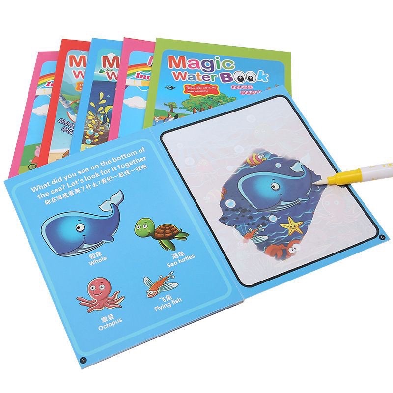 Magic Water Book Buku Gambar mewarnai Anak Dengan Pulpen Isi Air