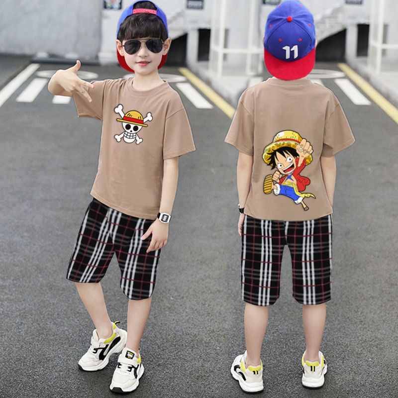 BAJU SETELAN ANAK COWOK KARAKTER KARTUN ANIME NARUTO SONGOKU OWL BEAR LUFFY SKUL PREMIUM