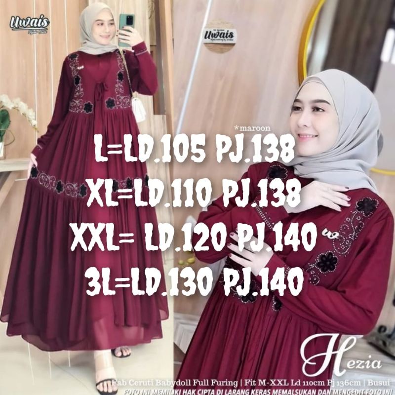 𝐂𝐎𝐃 - HEZIA MAXY // UKURAN L,XL,XXL,XXXL SUPER JUMBO GAMIS CERUTY BABYDOL // GAMIS BORDIL 𝐆𝐚𝐦𝐢𝐬 𝐁𝐞𝐬𝐭 𝐒𝐞𝐥𝐥𝐞𝐫