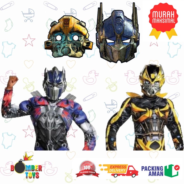 MAINAN ANAK TOPENG OPTIMUS PRIME BUMBLEBEE SUARA LAMPU COSPLAY ROBOT