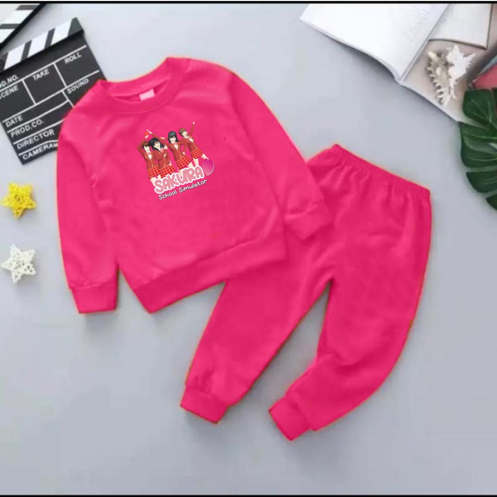 Setelan Sweater Anak SAKURA 02 Basic Oblong Size S,M,L/COD