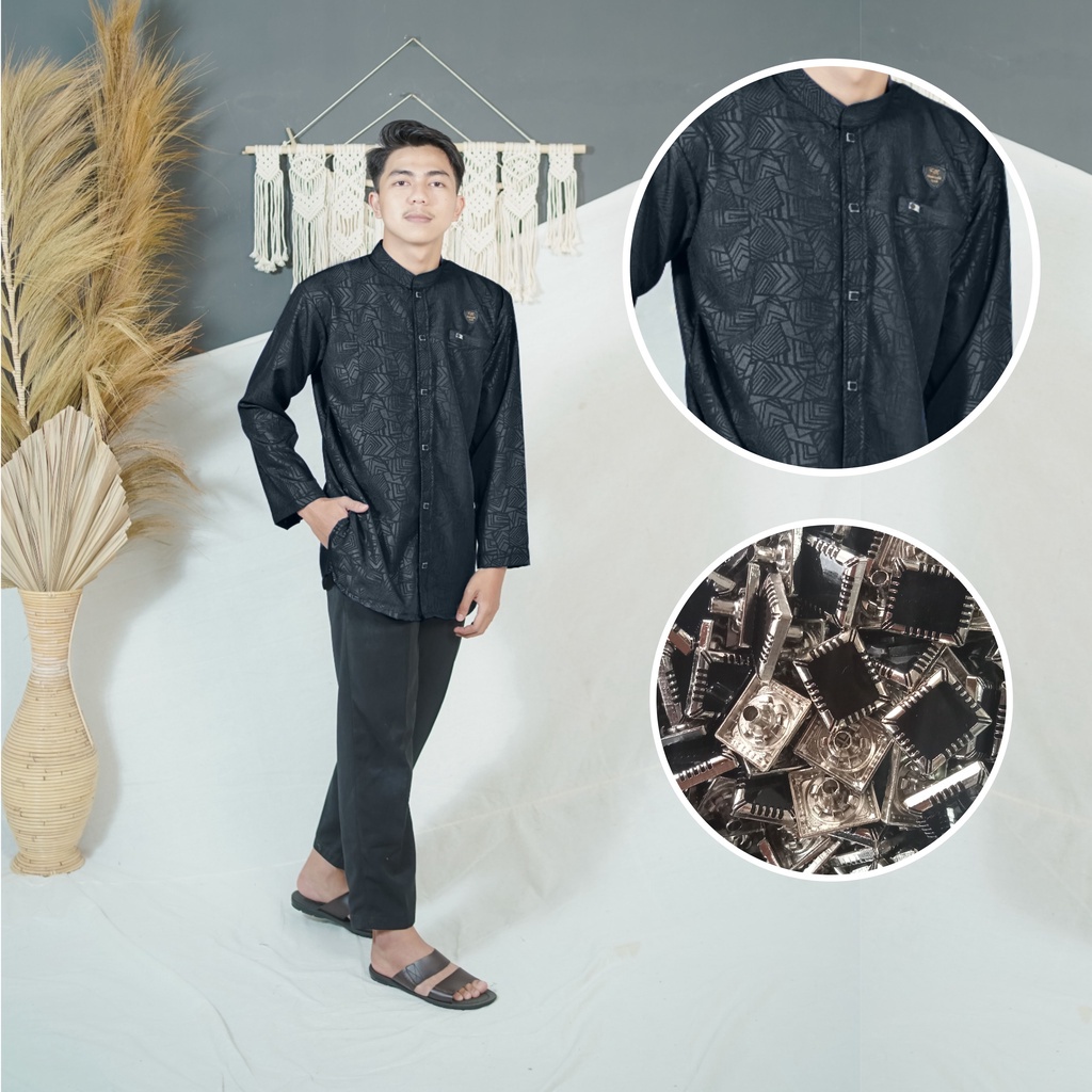 El-fajar / koko embos model lengan panjang motif terbaru pria dewasa baju koko embos katun