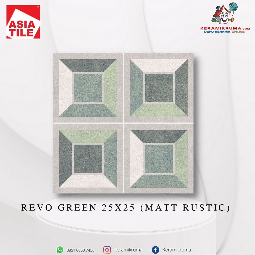 Keramik Lantai Asia Tile 25x25 Revo Green Matt Rustic Kasar