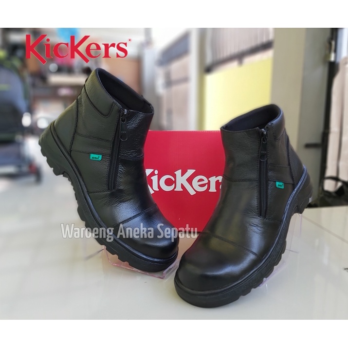 Sepatu Boots Pria Kickers King Zippers Resleting Kulit Sepatu Safety Semi Boots Low Tali Pria Boot S