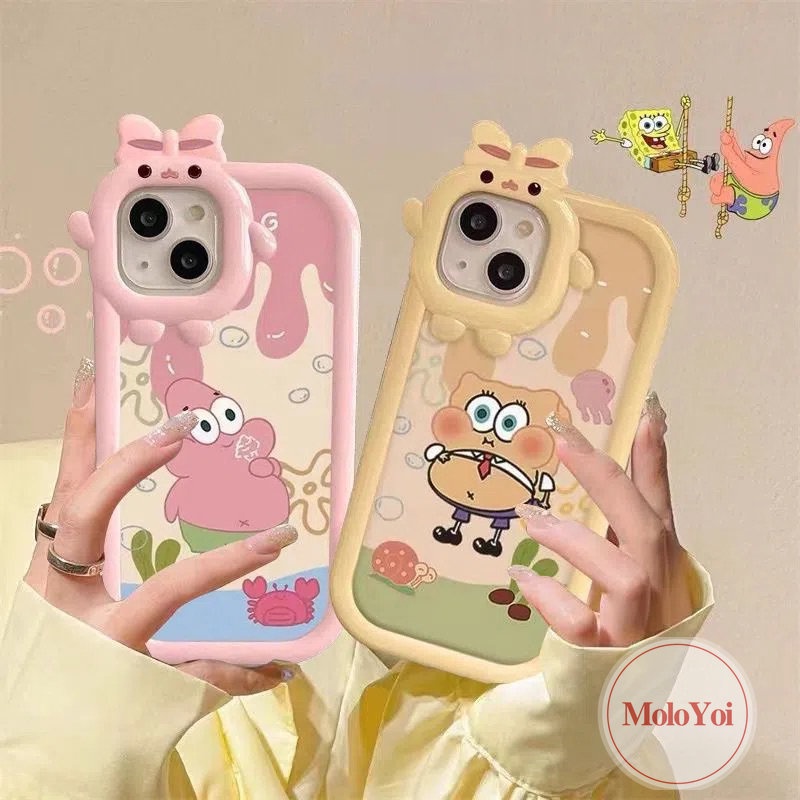 Soft Case Motif SpongeBob 3D Untuk iPhone 11 12 13 14 Pro MAX XR 6 6s 7 8 14 Plus X XS MAX SE 2020