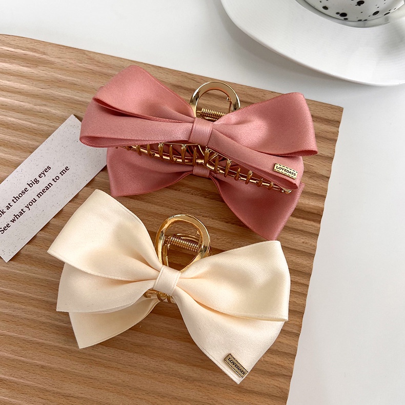 JEDAI SHARK WITH BOW KNOT RIBBON JEPIT RAMBUT PITA METAL BESI JEPITAN KOREA GIRLY FAIRY FEMINIM CEPOL GOLD HAIR CLAW CLIP AKSESORIS HAIRCLIP