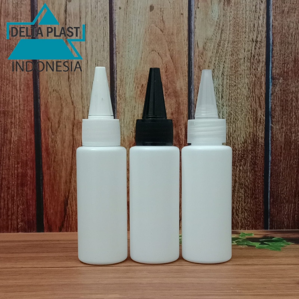 Botol Kerucut 60 ML HDPE Putih / Botol Tetes Tinta 60 ML