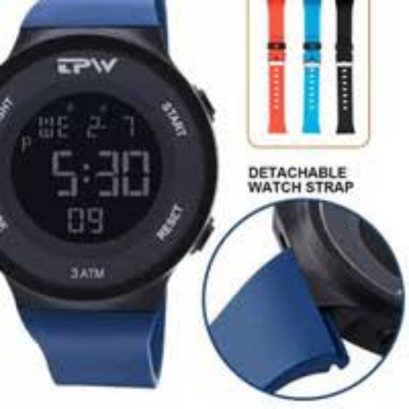 jam tangan digital tpw jam tangan keren eksklusif strap warna strap merah orange biru dongker navy t