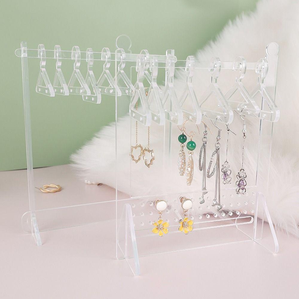 Needway   Anting Display Stand Wanita Transparan Gadis Hadiah Anting Organizer Ear Stud Holder Desktop Decor Penyimpanan Lemari Jas-hanger Bentuk Perhiasan Show Case