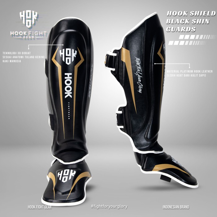 Shin Guard Muay Thai, Pelindung Kaki Muay Thai, Shin Guard Pretorian - Hitam, M