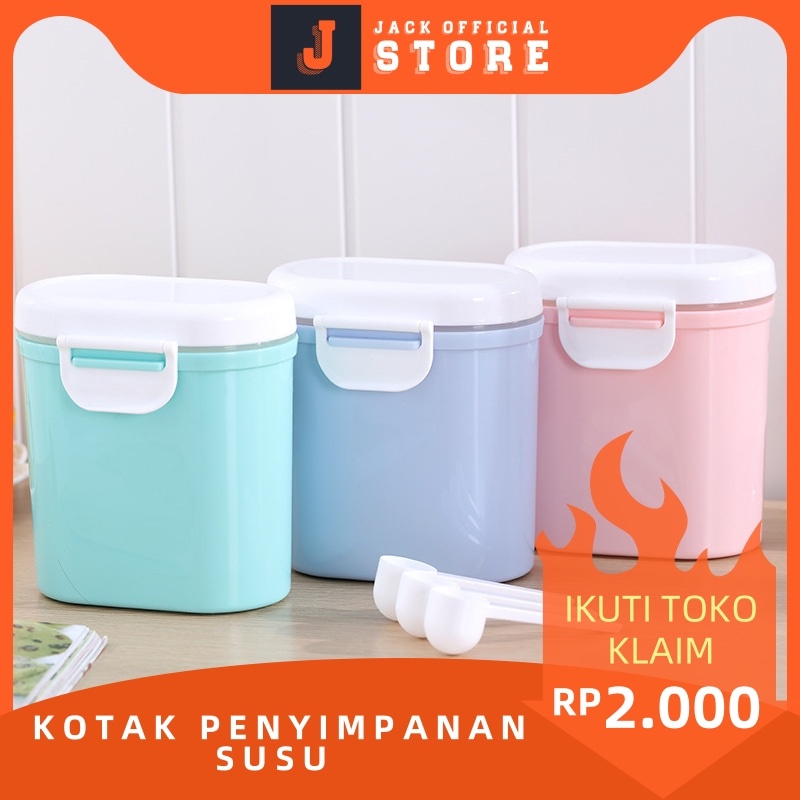 JACKSHOP Kotak Wadah Penyimpanan Susu Bubuk Bayi Portabel Anti Tumpah