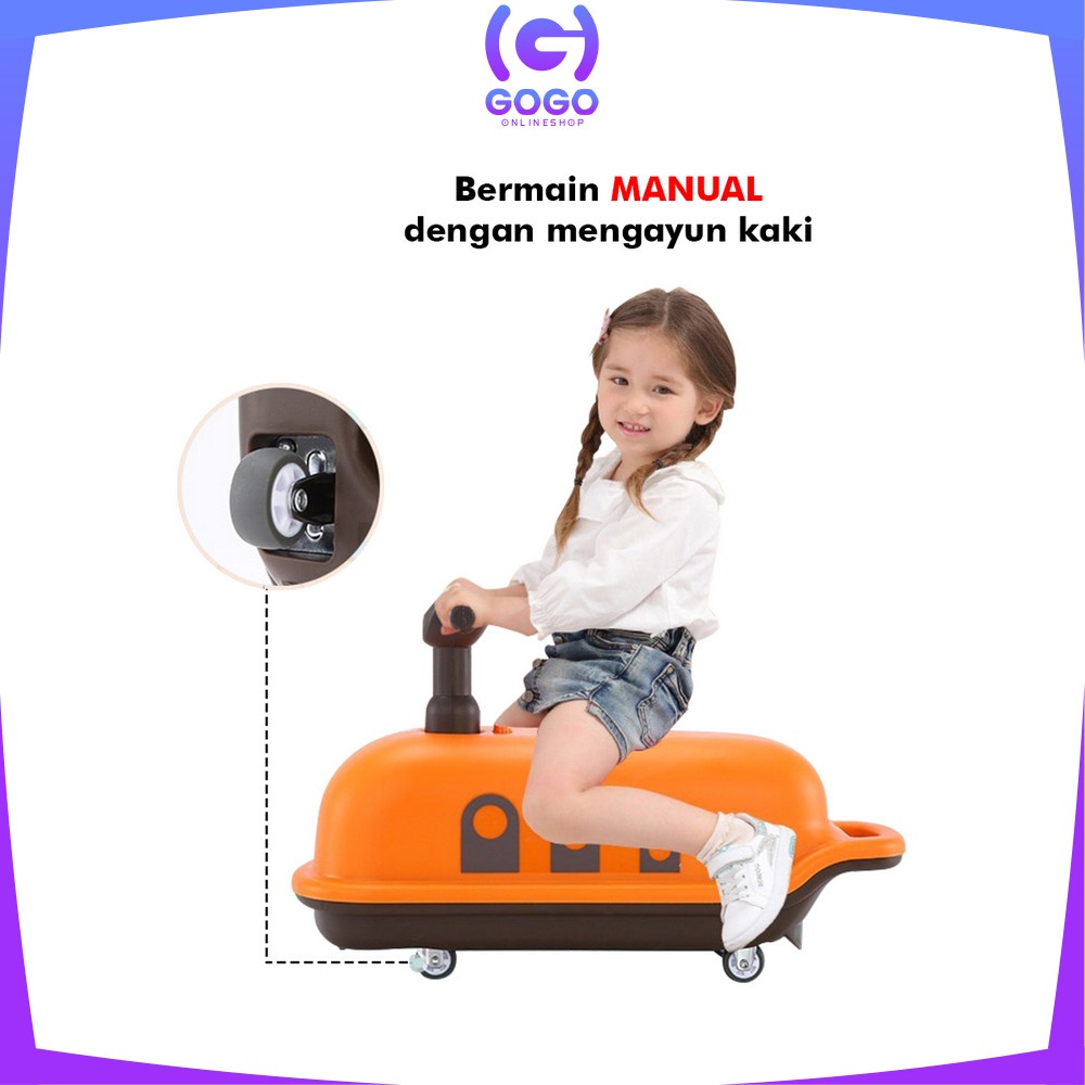 GOGO-M194 Mainan Mobil Mobilan Anak Dorong Kapal Selam Ada LED MUSIK Otoped Skuter Duduk Scooter Anak