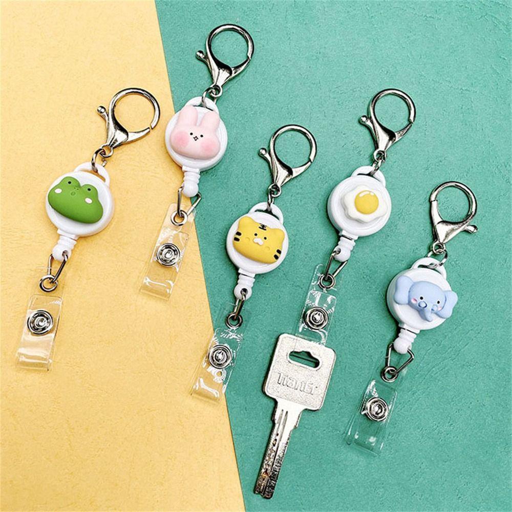 Nickolas1 Retractable Badge Reel Kantor Sekolah Perlengkapan Dada Kartu Kunci Lanyard Animal Bear Name Card Holder