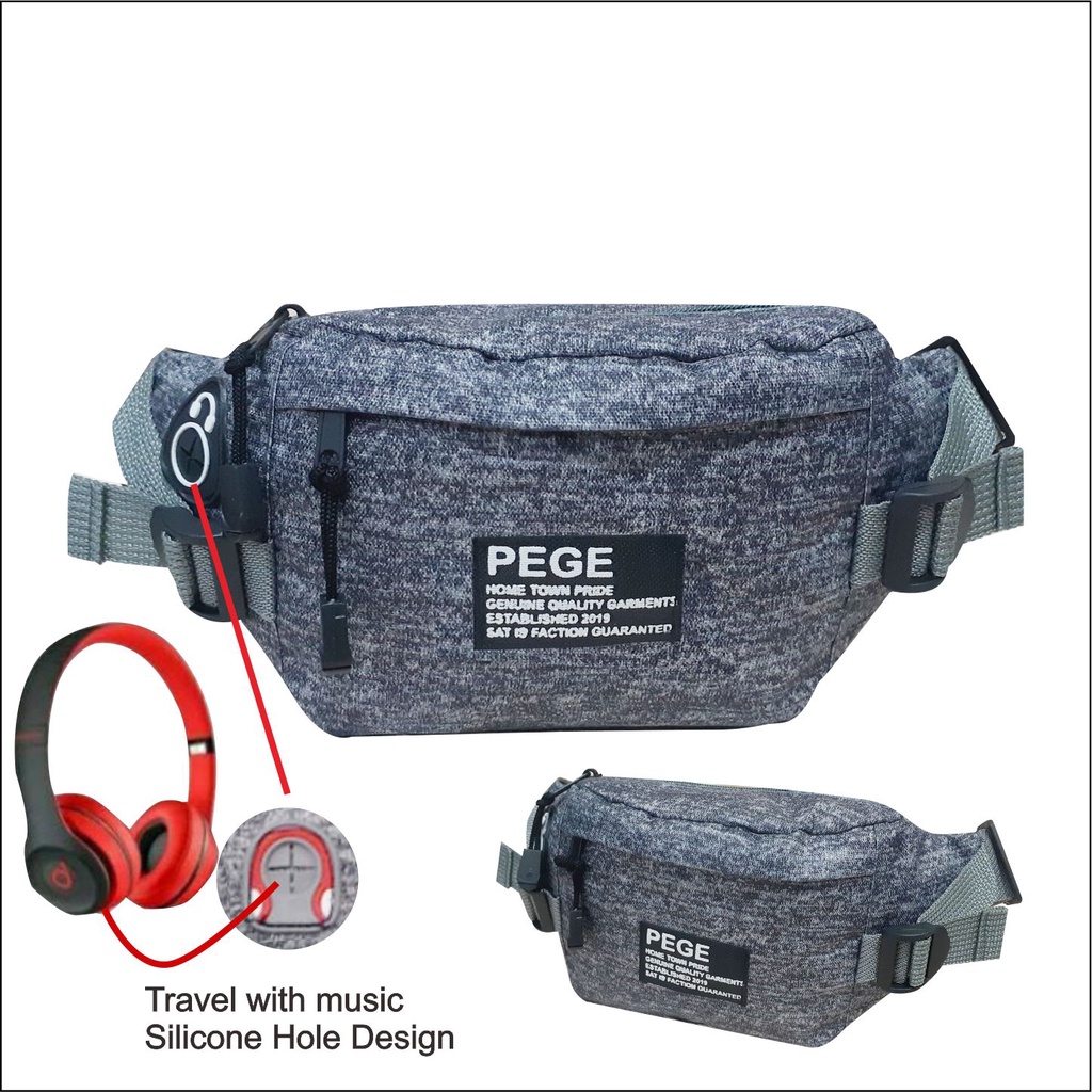 Tas Selempang Bahu Kanvas Pria PEGE Model Waistbag - PG 8930