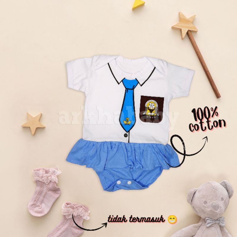 Baju bayi Jumper bayi Motif SD Sekolah perempuan/jumpsuit baby SD/Baju bayi bahan katun/Baju bayi perempuan/ KOSTUM BAYI PEREMPUAN