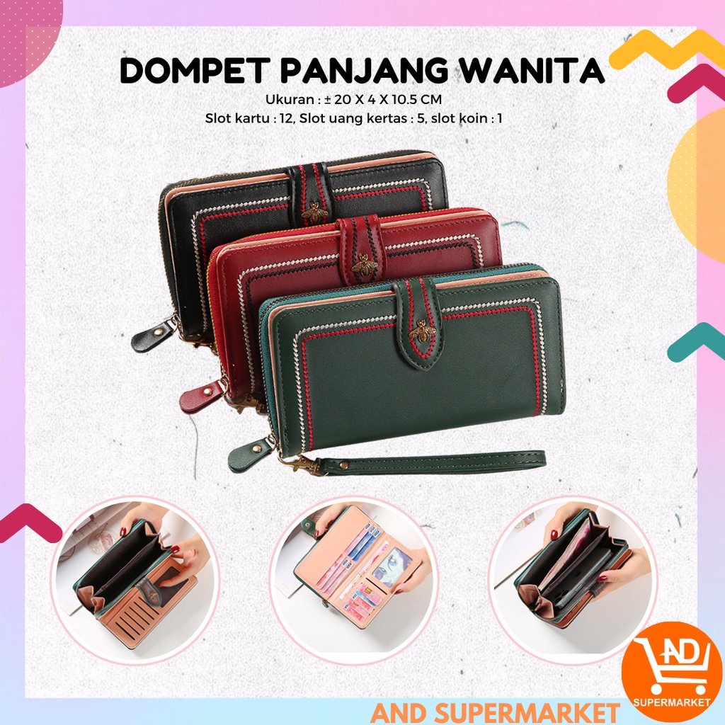 AND / COD / Dompet Panjang Wanita Import Dompet Cewek Fashion Korean Style Dompet Anak Perempuan Murah D67