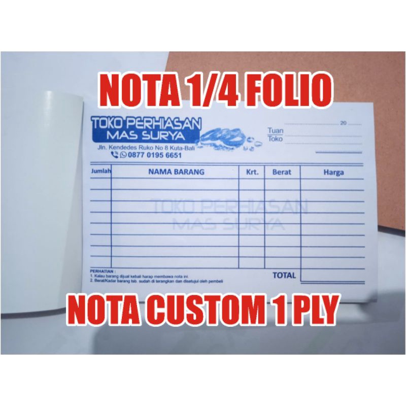 

Nota 1 ply nota murah nota custom nota 1 warna