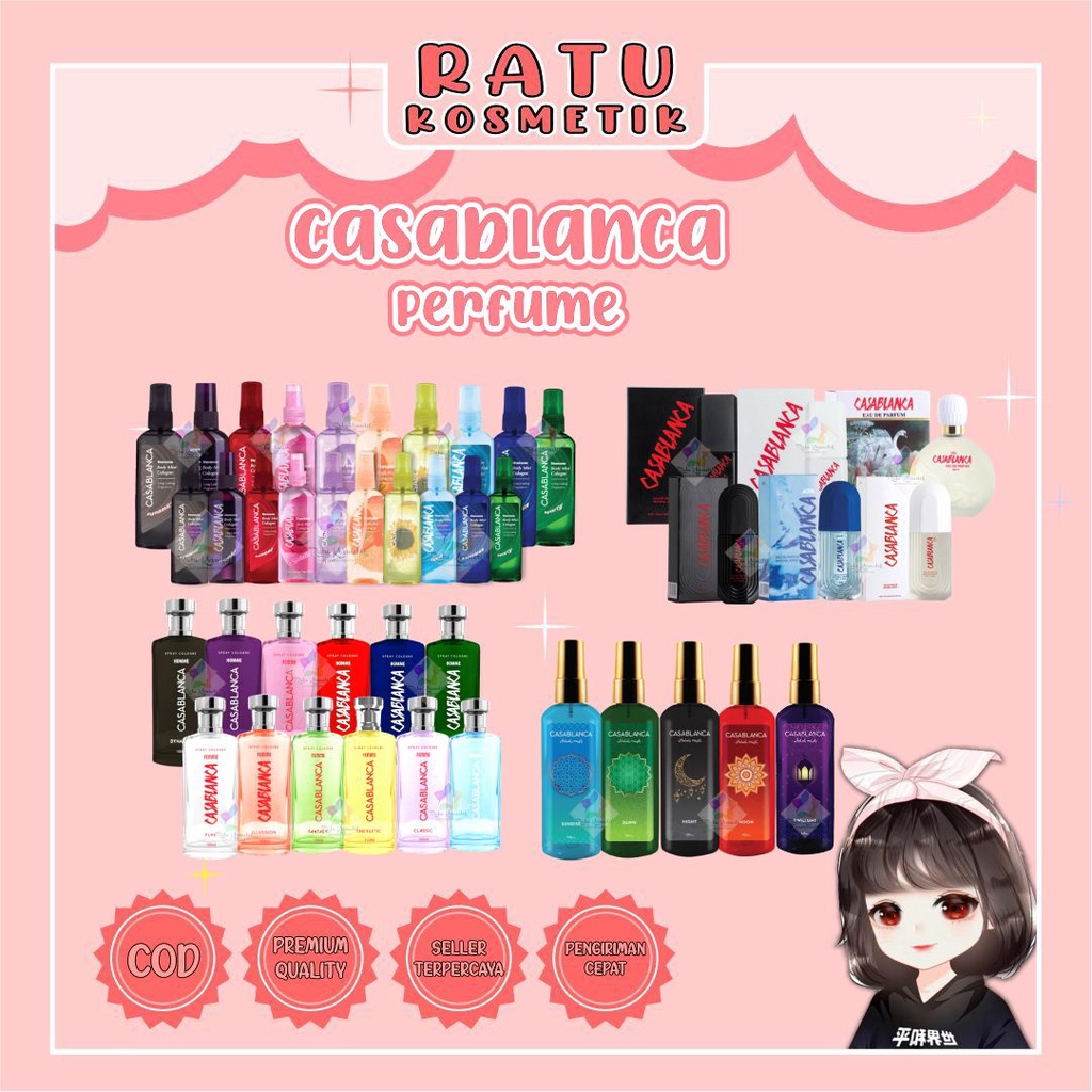 ❤ RATU ❤ Casablanca Cologne Glass 100ml | Edp 100ml | Halal Mist 100ml | Hijab | Body Mist 50ml - 100ml | Casablanka Evangeline Morris Geamoore Parfum Badan