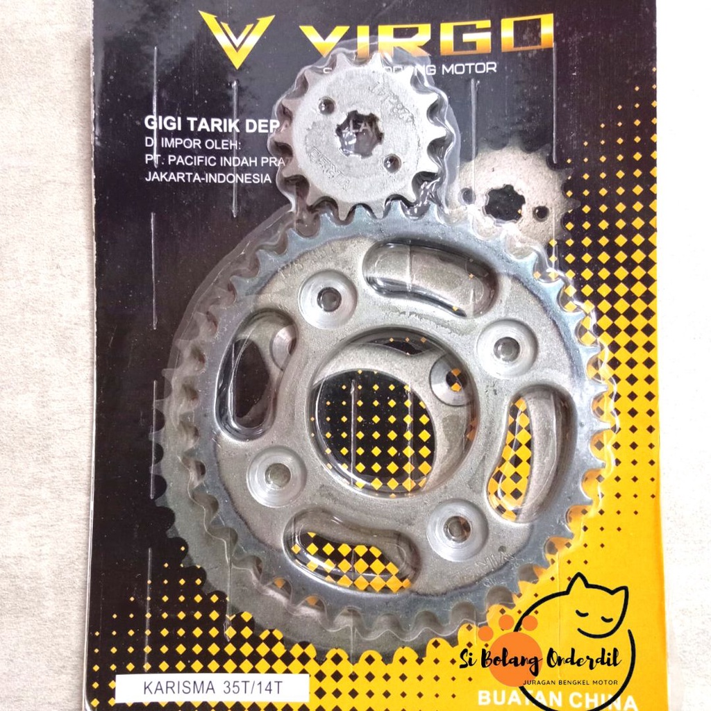 GIR DEPAN BELAKANG MURAH KARISMA (35T/14T) GEAR SET DEPAN + BELAKANG MURAH KARISMA (35T/14T) VIRGO