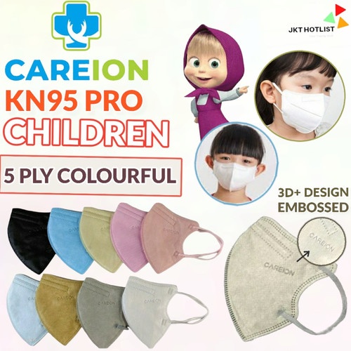 Masker Careion KN95 Pro Child Isi 10 Pcs Face Mask Anak Warna Warni Emboss Original MASKER DUCKBILL ANAK YNB MOTIF WARNA WARNI ISI 50 PCS ORIGINAL