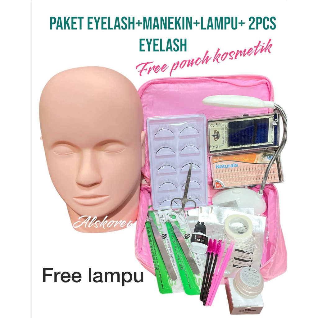 Paket Bulumata Eyelash Extension+ Manekin+ Lampu + 2pc Bulumata Single Rusian (REKOMENDASI) UNTUK EYELASH EKSTENSION