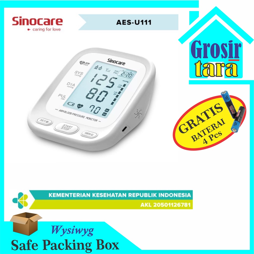 TensiMeter Digital Lengan Portable Sinocare AES-U111 alat ukur Tekanan Darah